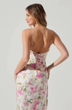 Giselle Floral Twist Front Midi Dress -ASTR the Label Store ADR101136 PINKGREENFLORAL 5 scaled