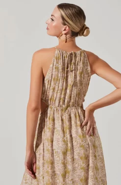 Mid Cutout Sleeveless Maxi Dress -ASTR the Label Store ADR101276 GREENWATERCOLOR 4 scaled