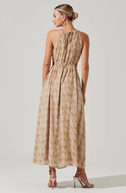 Mid Cutout Sleeveless Maxi Dress -ASTR the Label Store ADR101276 GREENWATERCOLOR 5 scaled