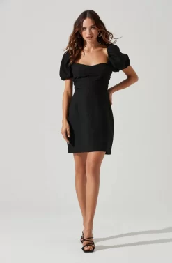 Linen Pleat Front Mini Dress -ASTR the Label Store ADR101278 BLACK 1 scaled
