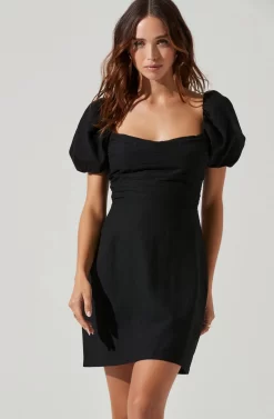 Linen Pleat Front Mini Dress -ASTR the Label Store ADR101278 BLACK 4 scaled