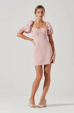Linen Pleat Front Mini Dress -ASTR the Label Store ADR101278 DUSTYROSE 0683 scaled