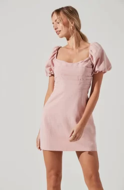 Linen Pleat Front Mini Dress -ASTR the Label Store ADR101278 DUSTYROSE 0695 scaled