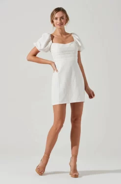 Linen Pleat Front Mini Dress -ASTR the Label Store ADR101278 WHITE 2108 scaled