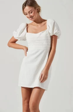 Linen Pleat Front Mini Dress -ASTR the Label Store ADR101278 WHITE 2109 scaled