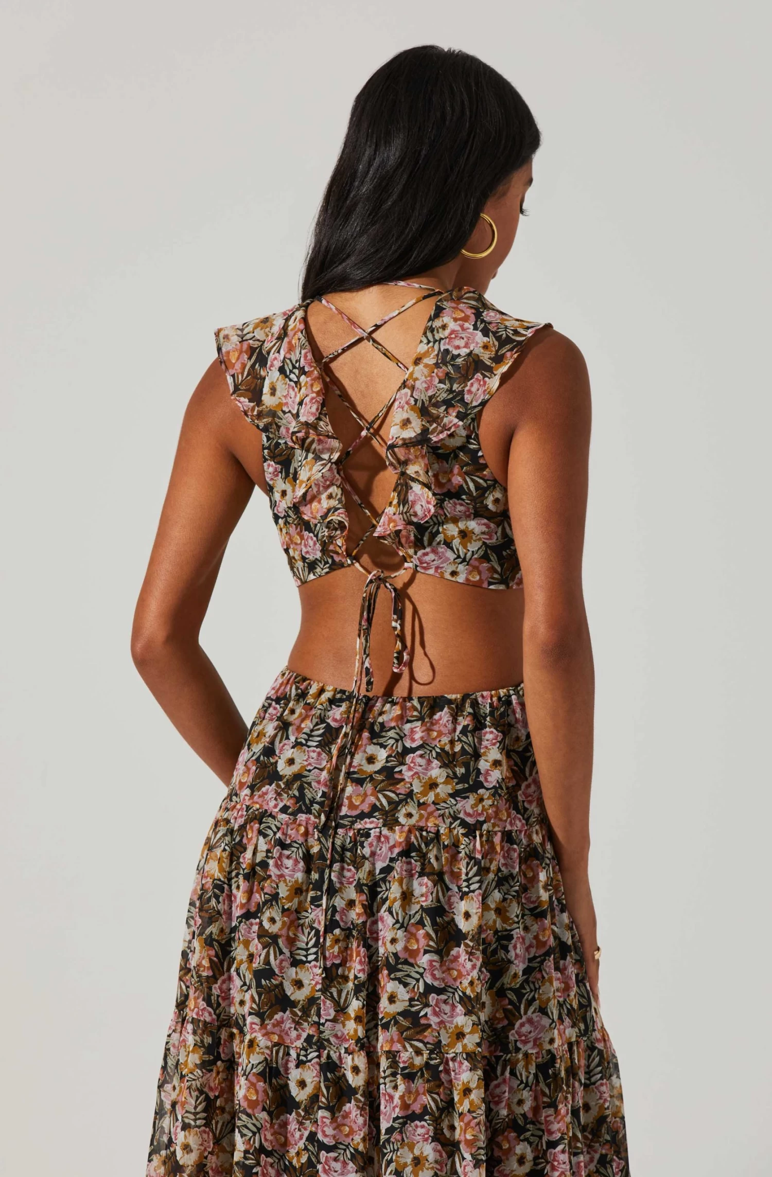 Floral Ruffle Cutout Maxi Dress 4 Floral Ruffle Cutout Maxi Dress - Image 4