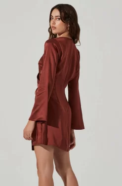 Shoulder Cutout Long Sleeve Satin Mini Dress -ASTR the Label Store ADR101462 RUST 5 scaled