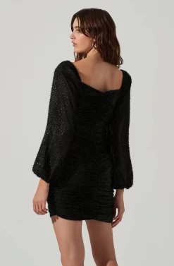 Sweetheart Neck Long Sleeve Mini Dress -ASTR the Label Store ADR101493 BLACK 5 scaled