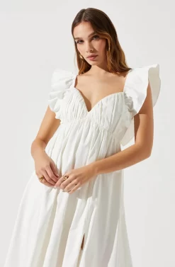 Flutter Sleeve Tie Back Maxi Dress 21 Flutter Sleeve Tie Back Maxi Dress -ASTR the Label Store ADR101610 WHITE 4 scaled