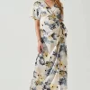 Floral Short Sleeve Wrap Front Maxi Dress