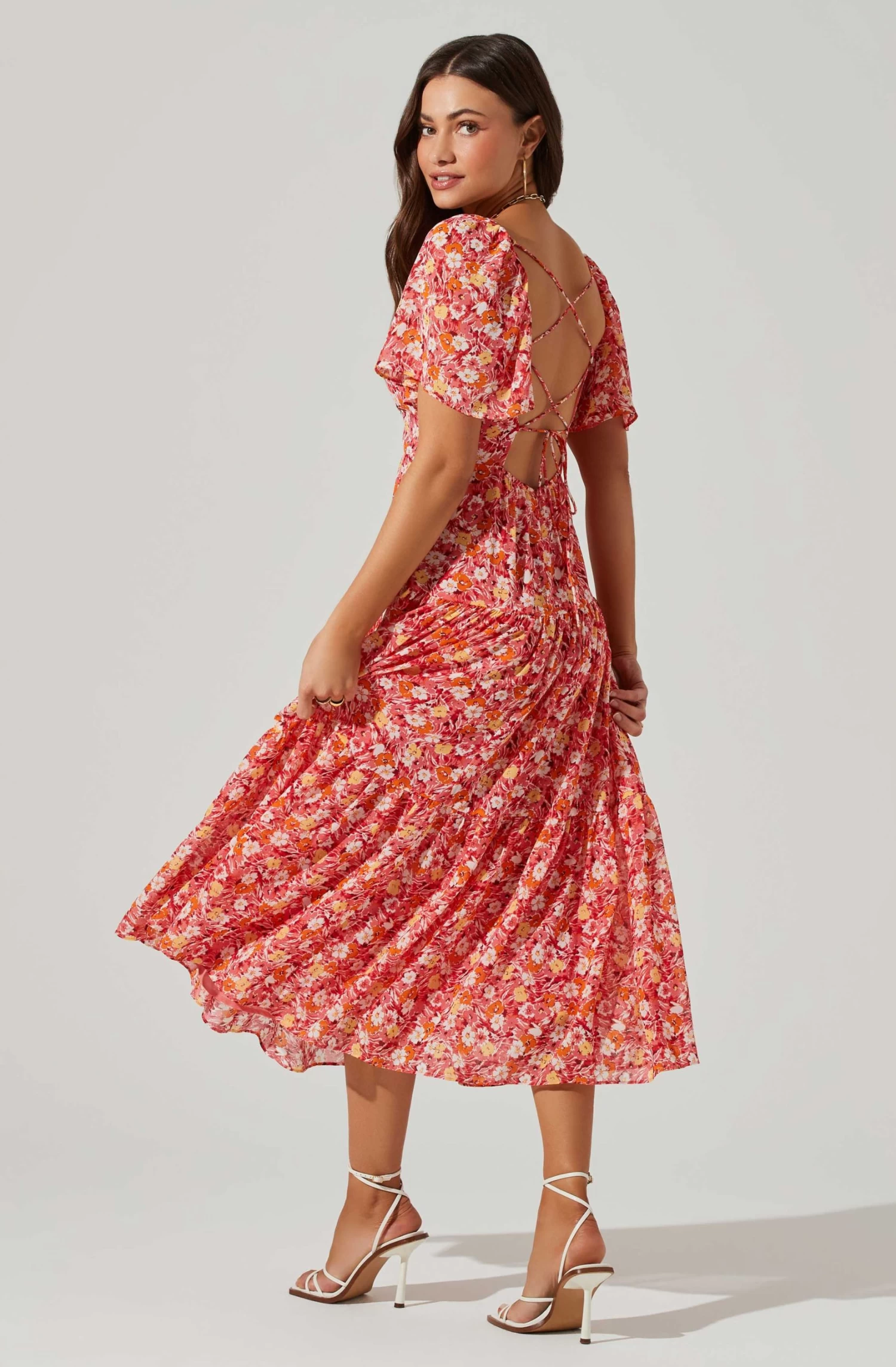 Floral Cinched Bust Cutout Center Midi Dress 11 Floral Cinched Bust Cutout Center Midi Dress - Image 11