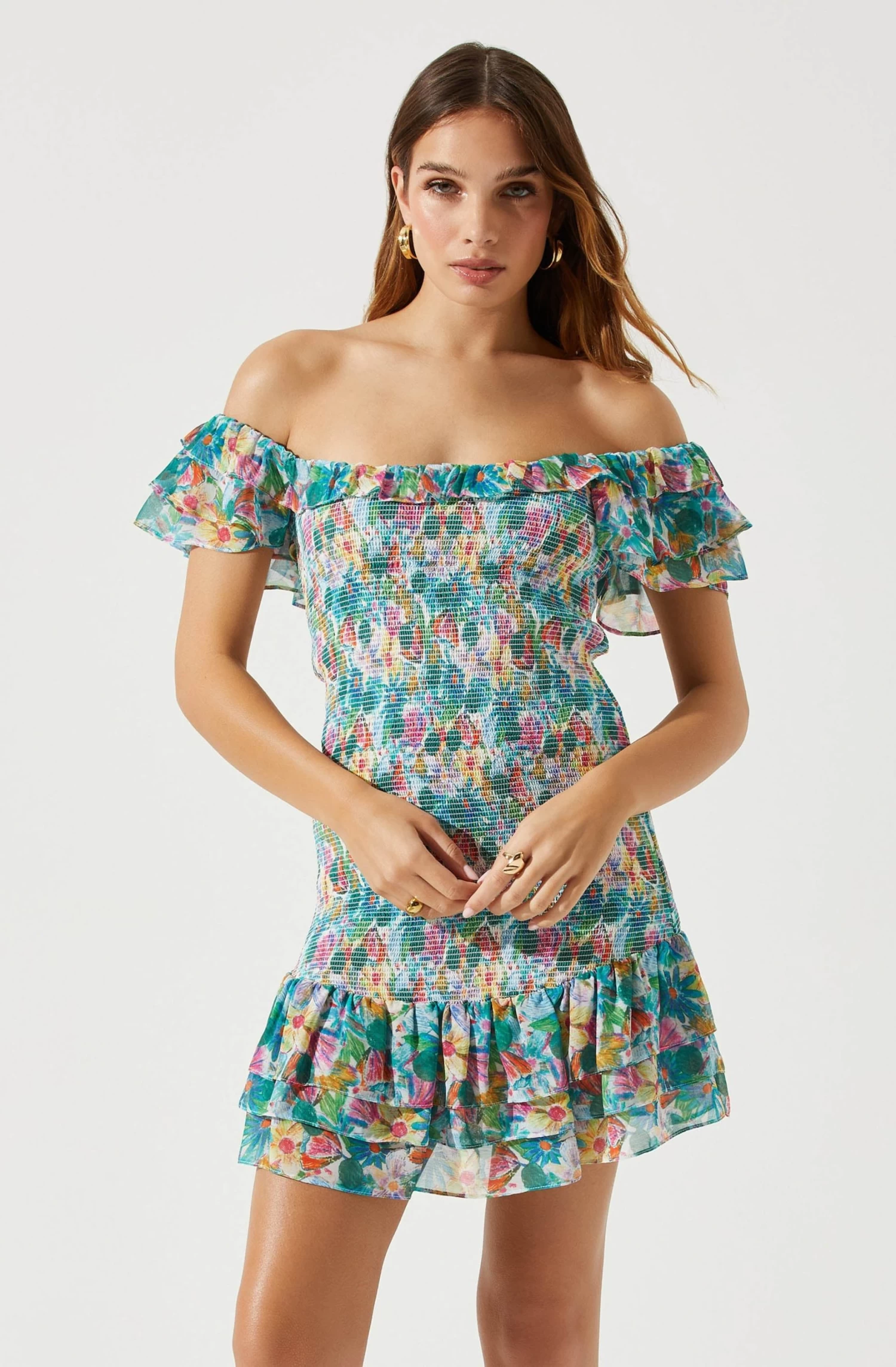 Flutter Sleeve Smocked Mini Dress 2 Flutter Sleeve Smocked Mini Dress - Image 2