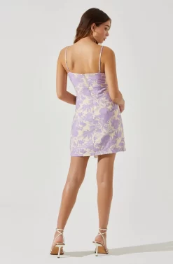 Keyhole Wrap Floral Mini Dress -ASTR the Label Store ADR101709 LAVENDERFLORAL 6 scaled