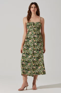 Open Back Floral Midi Dress -ASTR the Label Store ADR101751 GREENORANGEFLORAL 2 scaled