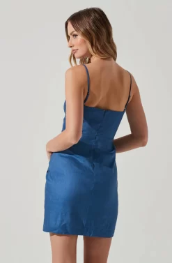 Side Ruched Mini Dress -ASTR the Label Store ADR101762 INDIGO 5 scaled