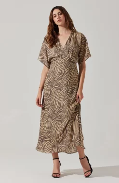 Flutter Sleeve Open Back Midi Dress -ASTR the Label Store ADR101803 CHARCOALTAUPEABST 2 scaled