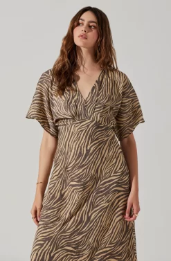 Flutter Sleeve Open Back Midi Dress -ASTR the Label Store ADR101803 CHARCOALTAUPEABST 4 scaled