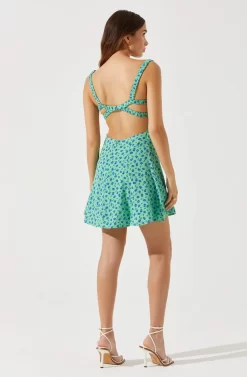 Sweetheart Neck Open Back Mini Dress -ASTR the Label Store ADR101821 GREENBLUEFLORAL 5 scaled