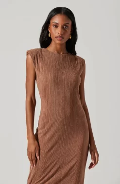 Plisse Straight Neck Midi Dress 19 Plisse Straight Neck Midi Dress -ASTR the Label Store ADR101830 BROWN 2 scaled