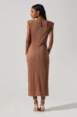 Plisse Straight Neck Midi Dress 23 Plisse Straight Neck Midi Dress -ASTR the Label Store ADR101830 BROWN 6 scaled
