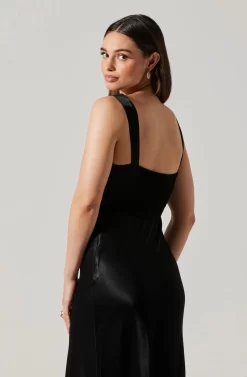 Aeris Satin Lace Trim Maxi Dress -ASTR the Label Store ADR102254 BLACK 6 scaled