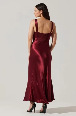 Aeris Satin Lace Trim Maxi Dress -ASTR the Label Store ADR102254 WINE 3 scaled