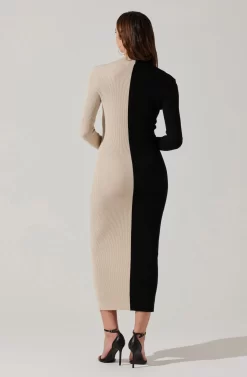 Two Toned Long Sleeve Midi Sweater Dress -ASTR the Label Store ALD45112 FCI BLACKCONTRAST 5 scaled