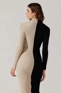 Two Toned Long Sleeve Midi Sweater Dress -ASTR the Label Store ALD45112 FCI BLACKCONTRAST 6 scaled
