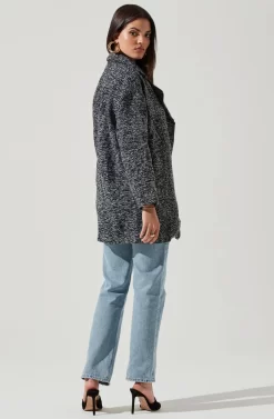 Oversized Marled Coat -ASTR the Label Store ALT13093 BLACK WHITE 3 scaled