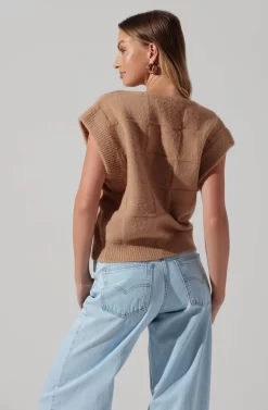 Checkered Sweater Vest -ASTR the Label Store ALT16416 CI TAUPE 6 scaled