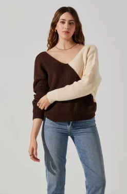 Two Toned Twist Back Sweater -ASTR the Label Store ALT16617 FCI BROWNCONTRAST 3 scaled