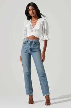 Eyelet Lace Up Back Top -ASTR the Label Store ALT17029 1 WHITE 0915 2 scaled