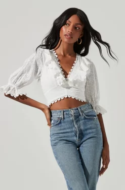 Eyelet Lace Up Back Top -ASTR the Label Store ALT17029 1 WHITE 0915 4 scaled