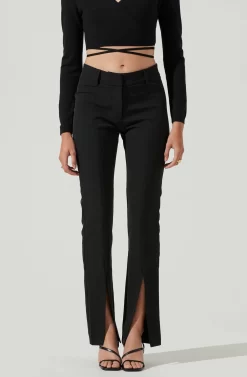 Slit Front Pant -ASTR the Label Store AP7227 BLACK 2 scaled