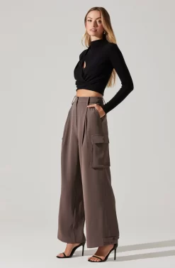Pleated Wide Leg Cargo Pants -ASTR the Label Store AP7310 WARMGREY 6 scaled