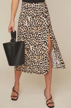 Button Front Midi Skirt 8 Button Front Midi Skirt -ASTR the Label Store AS9024B LEOPARD PRINT 4AA scaled