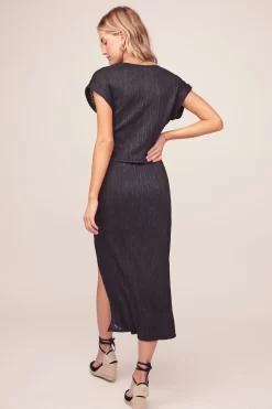Plisse Midi Skirt -ASTR the Label Store AS9032 BLACK 4 Edit