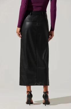Low Rise Faux Leather Midi Skirt 9 Low Rise Faux Leather Midi Skirt -ASTR the Label Store AS9156L BLACK 2 scaled