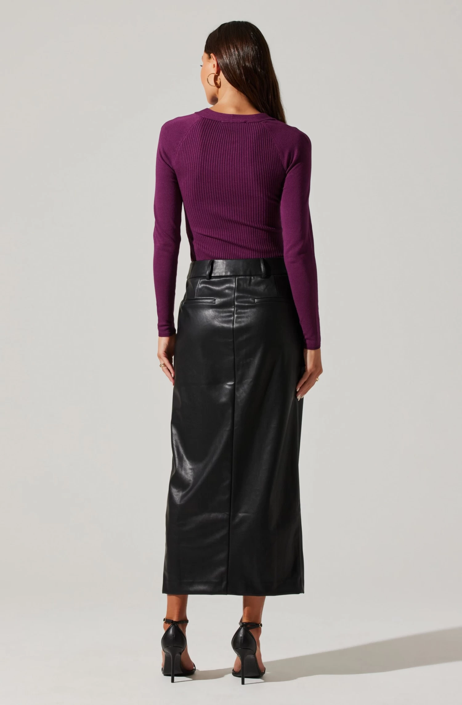Low Rise Faux Leather Midi Skirt 5 Low Rise Faux Leather Midi Skirt - Image 5