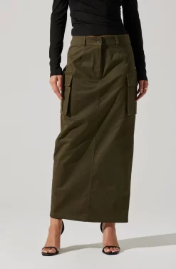 High Rise Cargo Maxi Skirt 19 High Rise Cargo Maxi Skirt -ASTR the Label Store AS9163 OLIVE 3 scaled