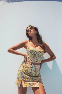 Monet Floral Double Slit Mini Skirt -ASTR the Label Store ASTR SPR22 PT1 34564 scaled