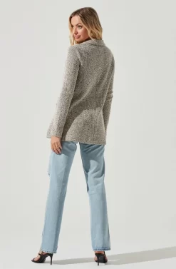 Tweed Oversized Blazer -ASTR the Label Store AT12897 CREAM BLACK 5 scaled