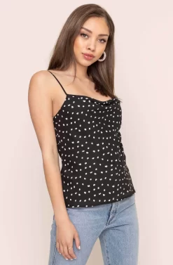 Cowl Drape Cami -ASTR the Label Store AT15035D BLACK DOT 3A ac33d6b3 406b 4a43 bb4a 00b11f7cce95 scaled