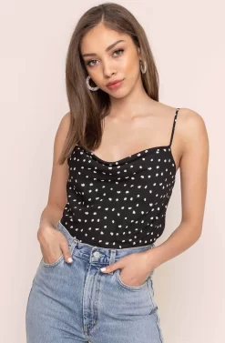 Cowl Drape Cami -ASTR the Label Store AT15035D BLACK DOT 7AAA 79e0021f 90f2 4d41 9a91 eea55a02b53d scaled