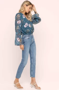 Surplice Floral Burnout Top -ASTR the Label Store AT15278 TEAL MAUVE BURNOUT FLORAL 2A scaled