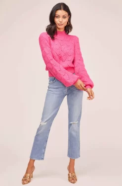Pointelle Sweater -ASTR the Label Store AT15454B PINK MAGENTA 1 scaled
