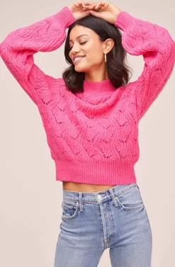 Pointelle Sweater -ASTR the Label Store AT15454B PINK MAGENTA 4 scaled