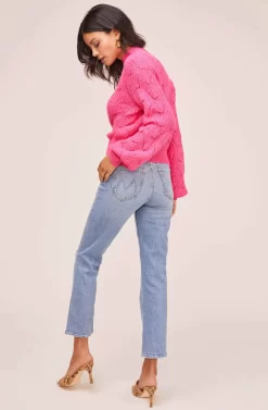 Pointelle Sweater -ASTR the Label Store AT15454B PINK MAGENTA 6 scaled