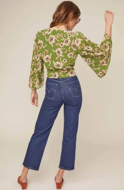 Pleated Sleeve Floral Wrap Top 11 Pleated Sleeve Floral Wrap Top -ASTR the Label Store AT15469 GREEN TAUPE FLORAL 3A scaled