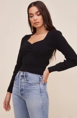 Long Sleeve Sweetheart Neck Cropped Sweater -ASTR the Label Store AT15644 003 BLACK 2 scaled